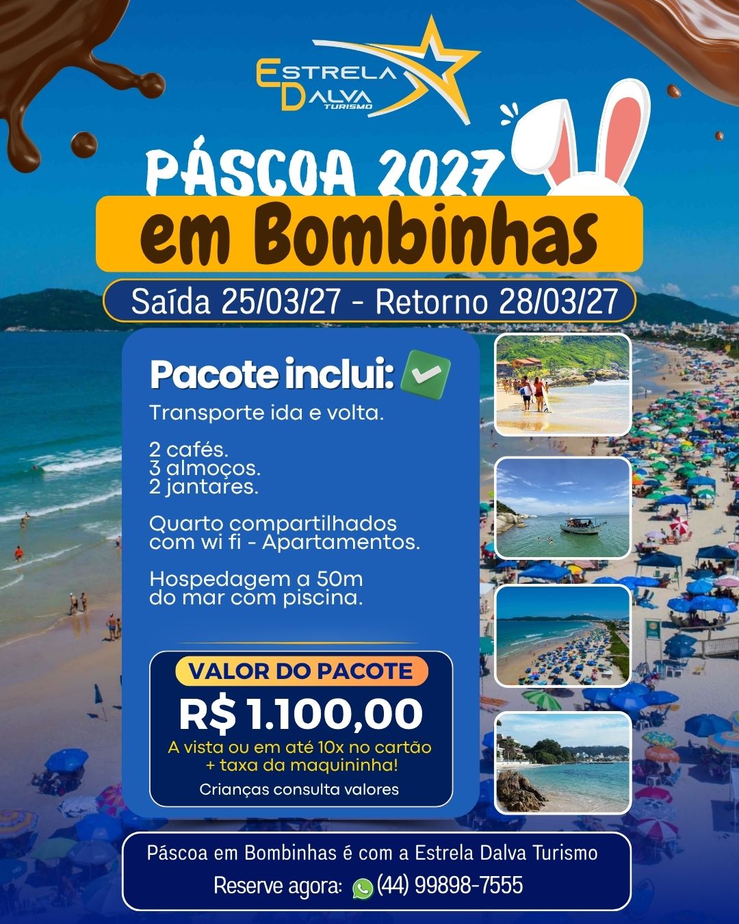 Excursão para Bombinhas · Páscoa (25 a 28/03/2027)